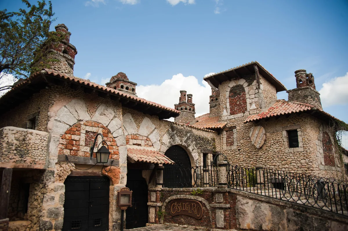 Stone houses with wrought-iron balconies in the village